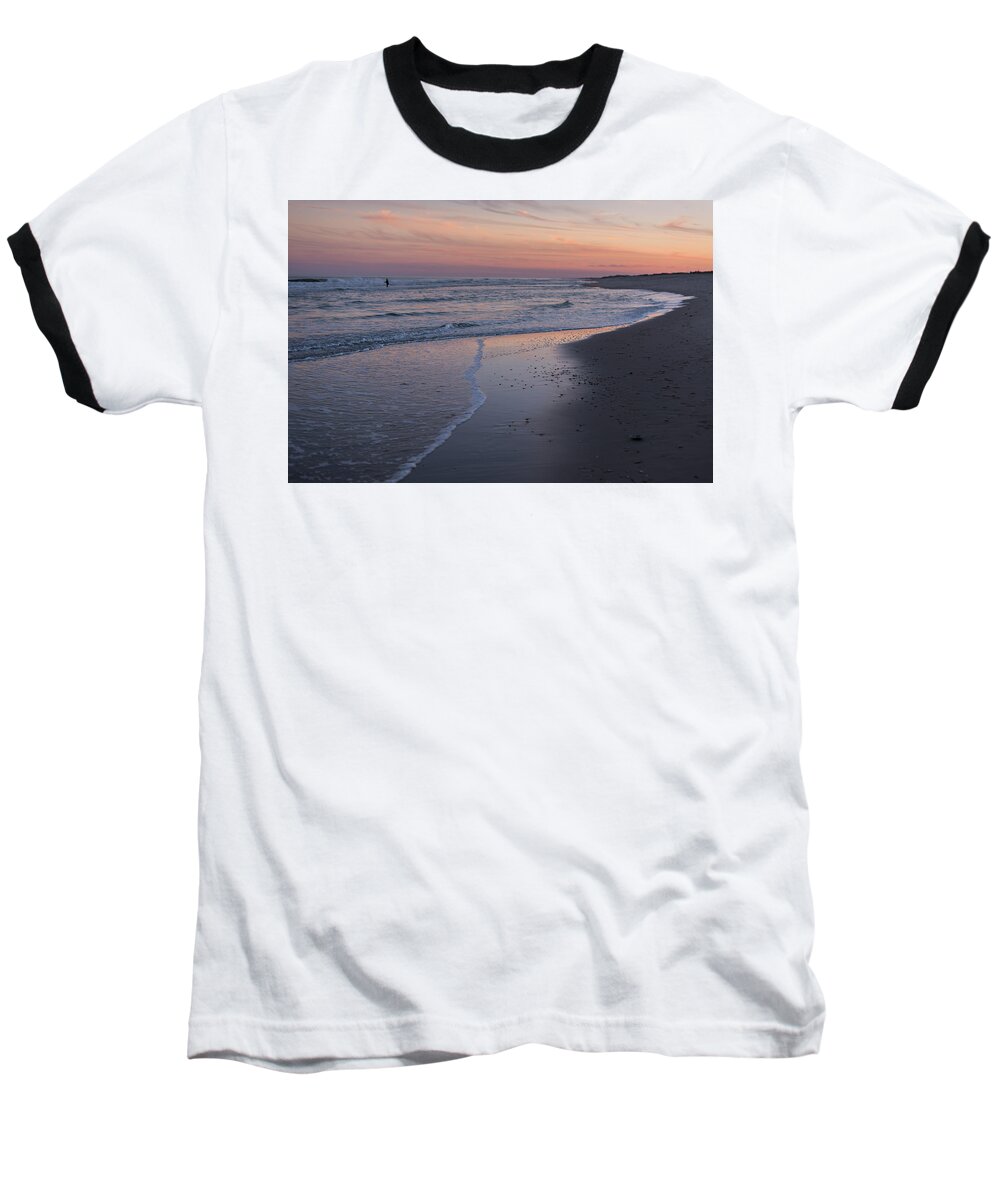 Sunset Fishing Seaside Park Nj Baseball T-Shirt featuring the photograph Sunset Fishing Seaside Park NJ by Terry DeLuco