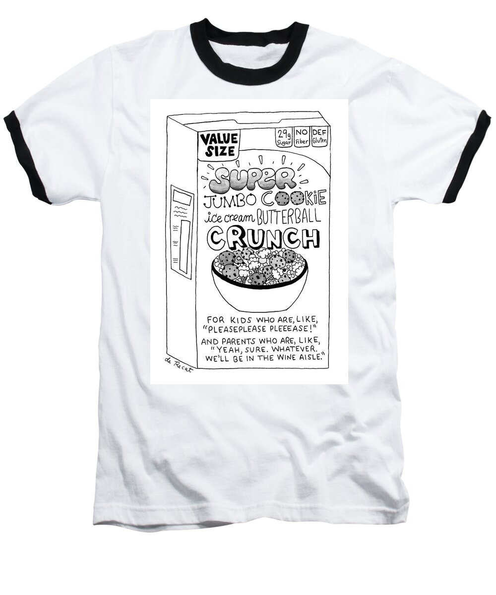 Cereal Baseball T-Shirt featuring the drawing Super Jumbo Cookie Ice Cream Butterball Crunch by Olivia de Recat