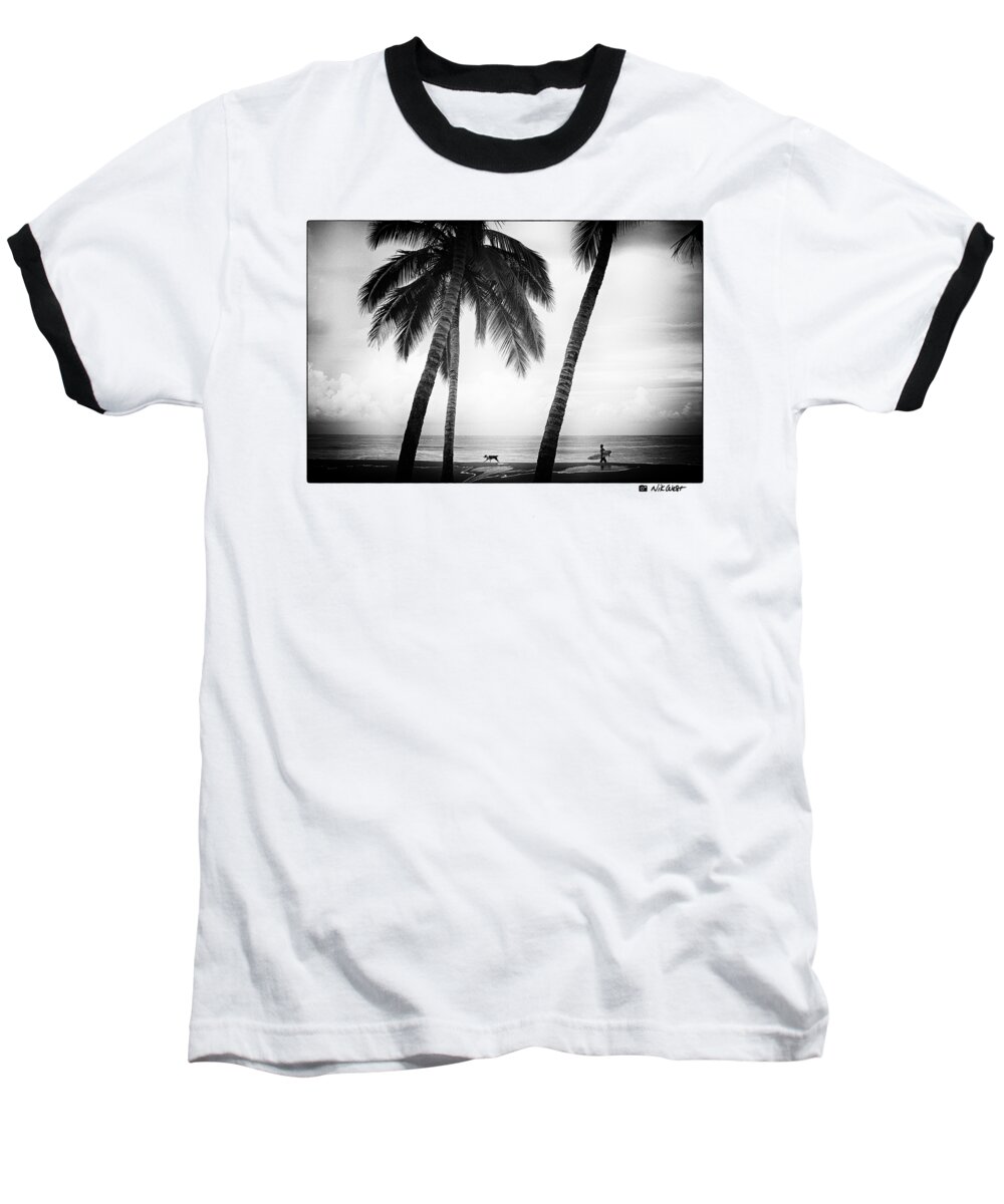 Surfing Baseball T-Shirt featuring the photograph surf mates signature T by Nik West