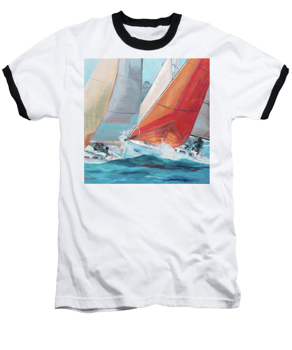 Red Sail Baseball T-Shirt featuring the painting Swells by Trina Teele