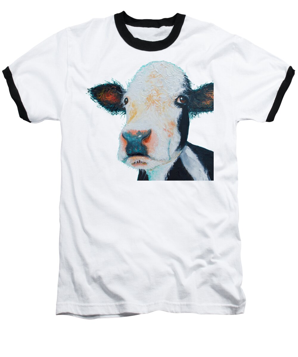 Hereford Cow Baseball T-Shirt featuring the painting T-Shirt with cow design by Jan Matson
