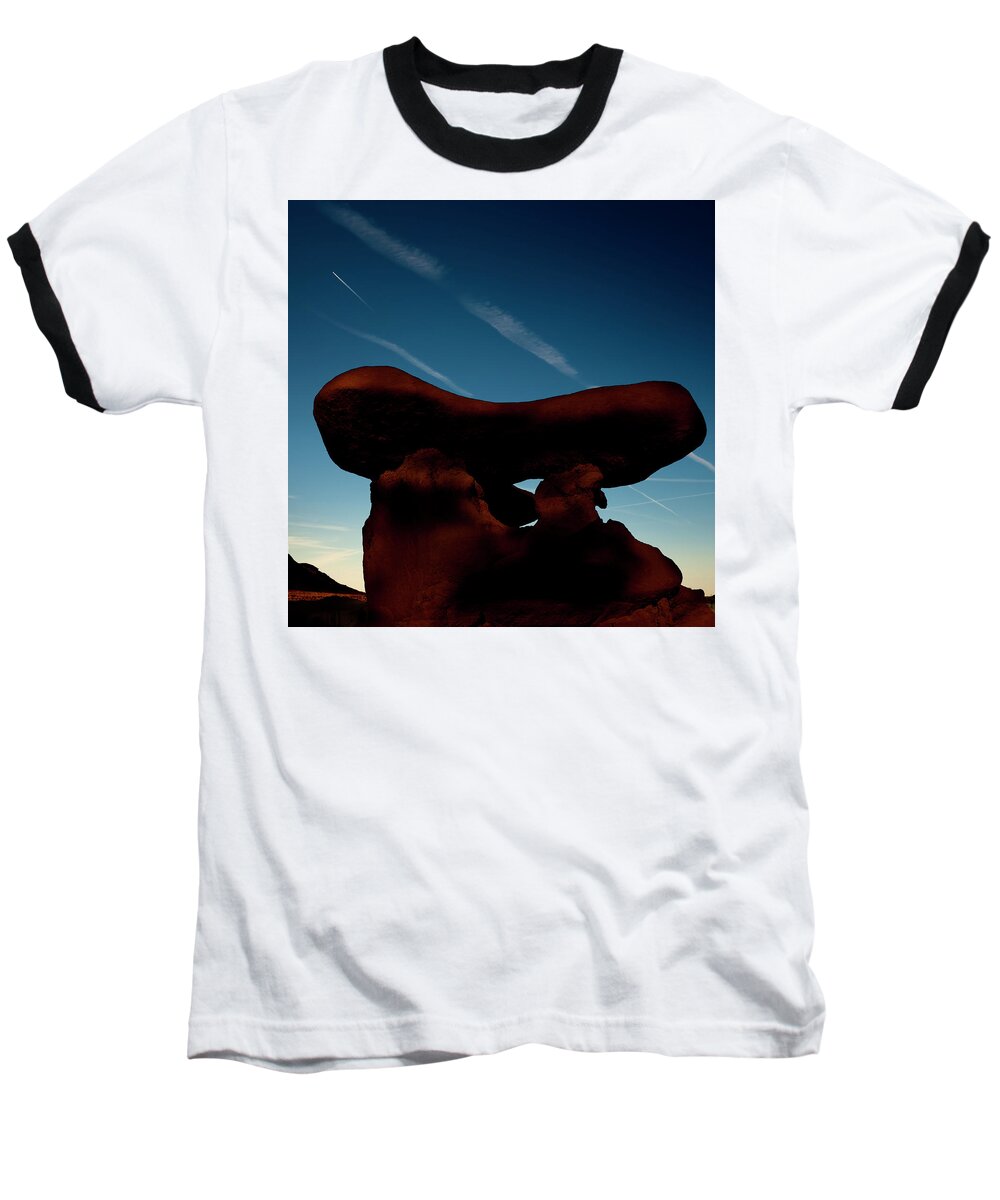 S.e Utah Baseball T-Shirt featuring the photograph A Table Rock at Goblin Valley State Park by Gary Warnimont