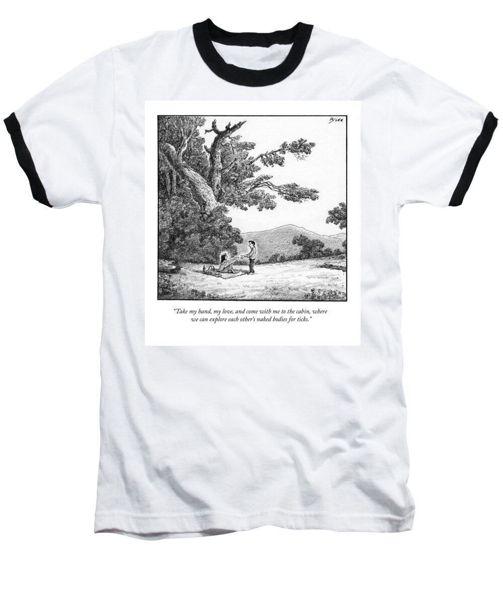 take My Hand Baseball T-Shirt featuring the drawing Take My Hand by Harry Bliss