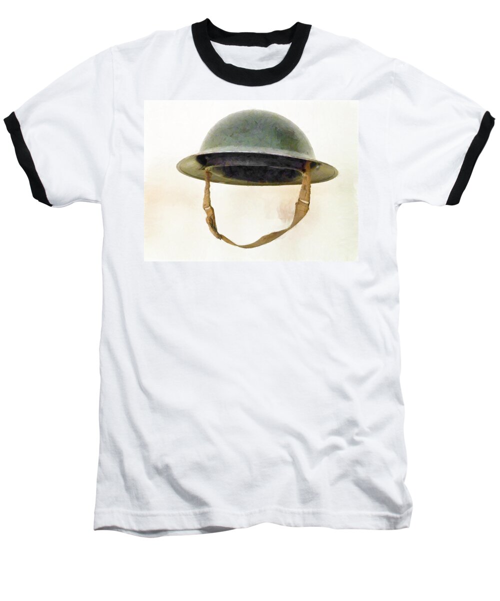 Brodie Baseball T-Shirt featuring the photograph The British Brodie Helmet by Steve Taylor