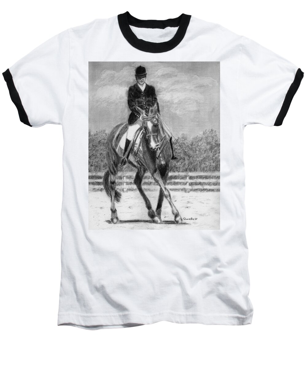Woman Baseball T-Shirt featuring the drawing The Dance by Quwatha Valentine