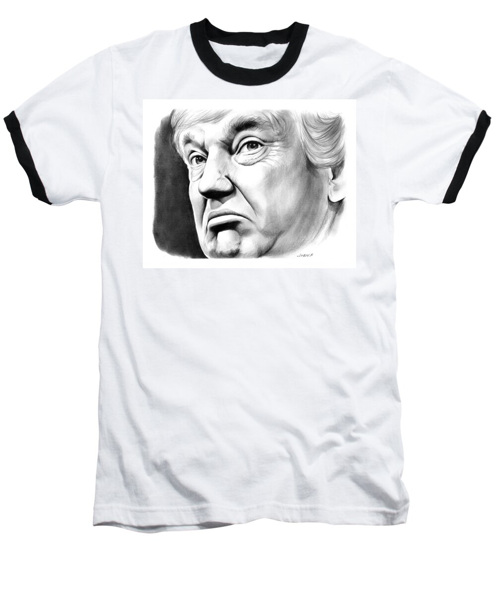 Trump Baseball T-Shirt featuring the drawing The Donald by Greg Joens