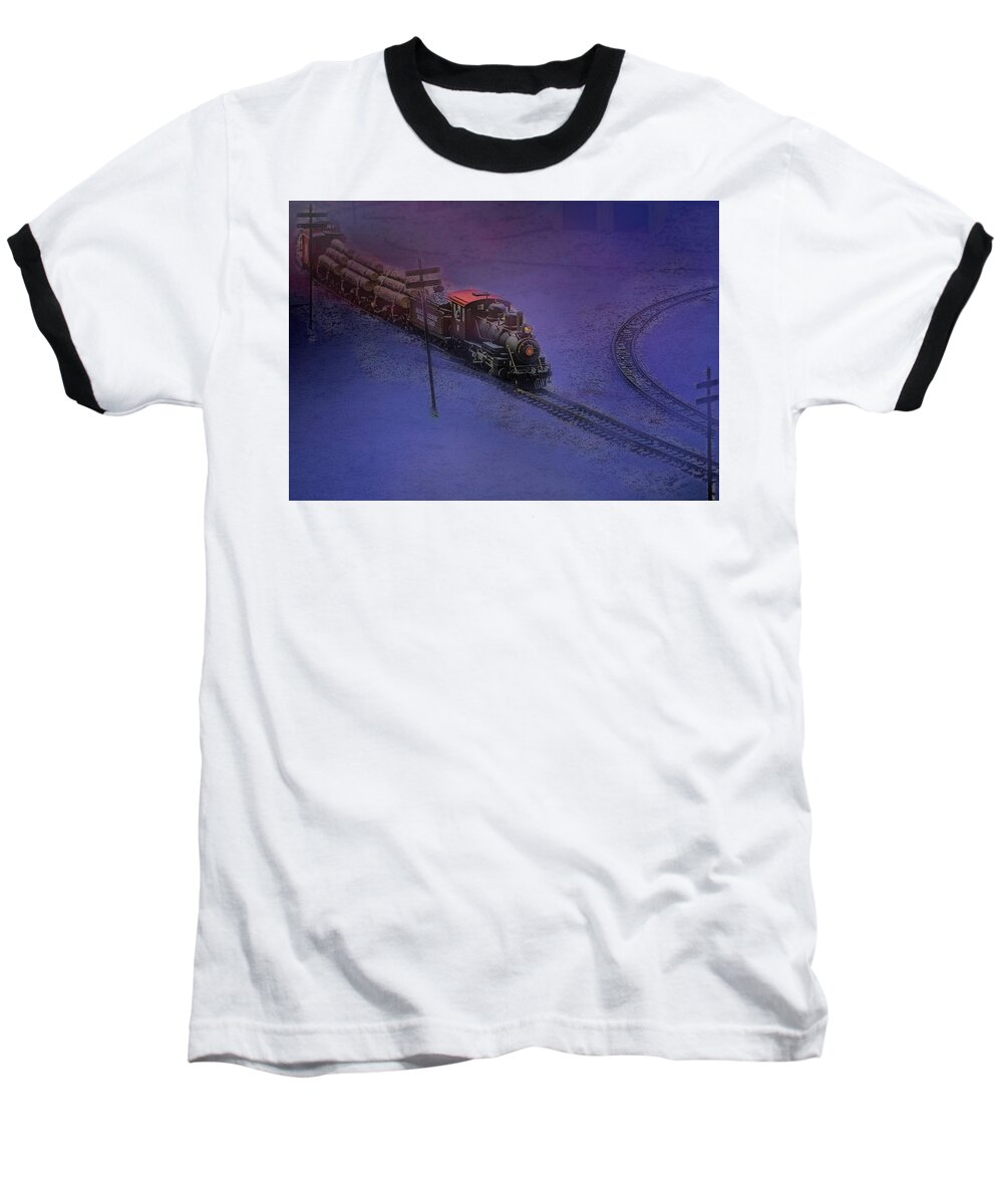 Transportation Baseball T-Shirt featuring the photograph The Early Train by Ches Black