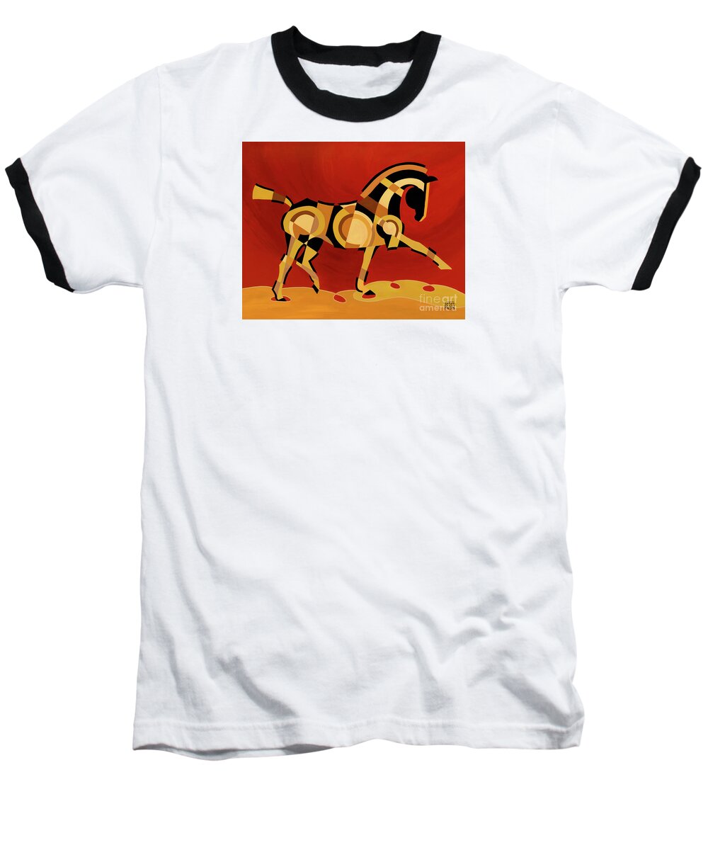 Dressage Art Baseball T-Shirt featuring the painting The Extension of Equus by Barbara Rush
