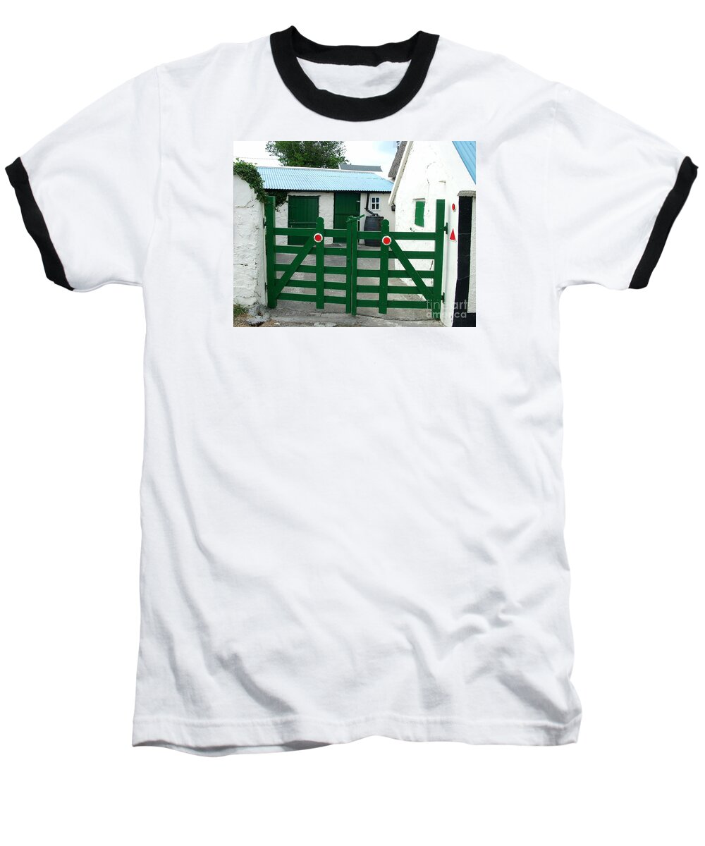 Gate Baseball T-Shirt featuring the photograph The Green gates by Joe Cashin