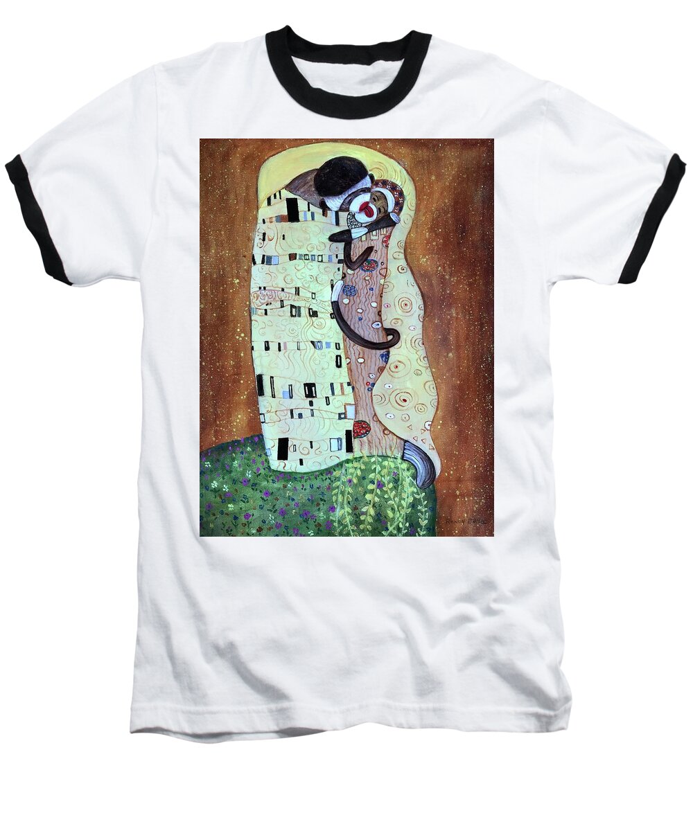 Kiss Baseball T-Shirt featuring the painting The Smooch by Rand Burns