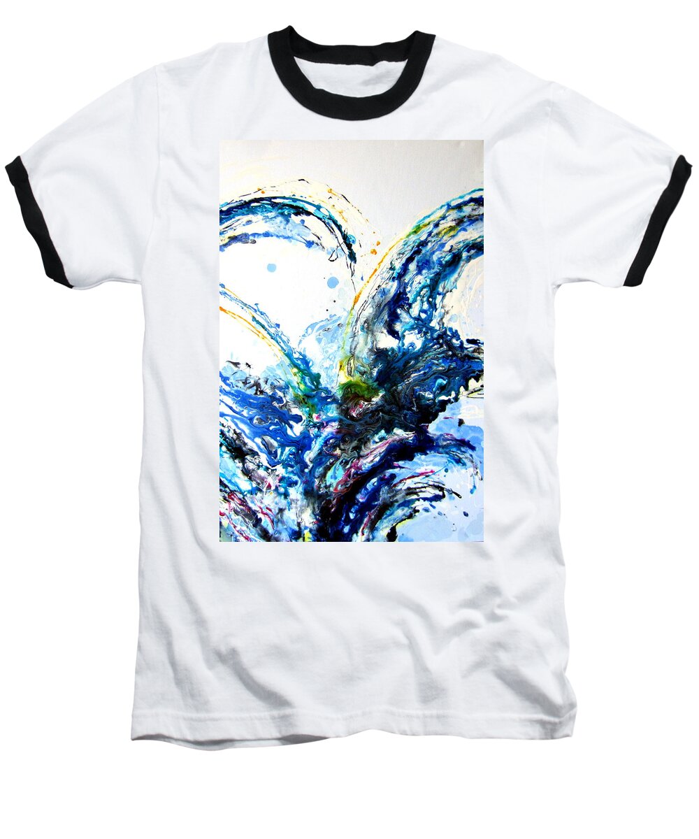 Abstract Baseball T-Shirt featuring the painting The wave 2 by Roberto Gagliardi
