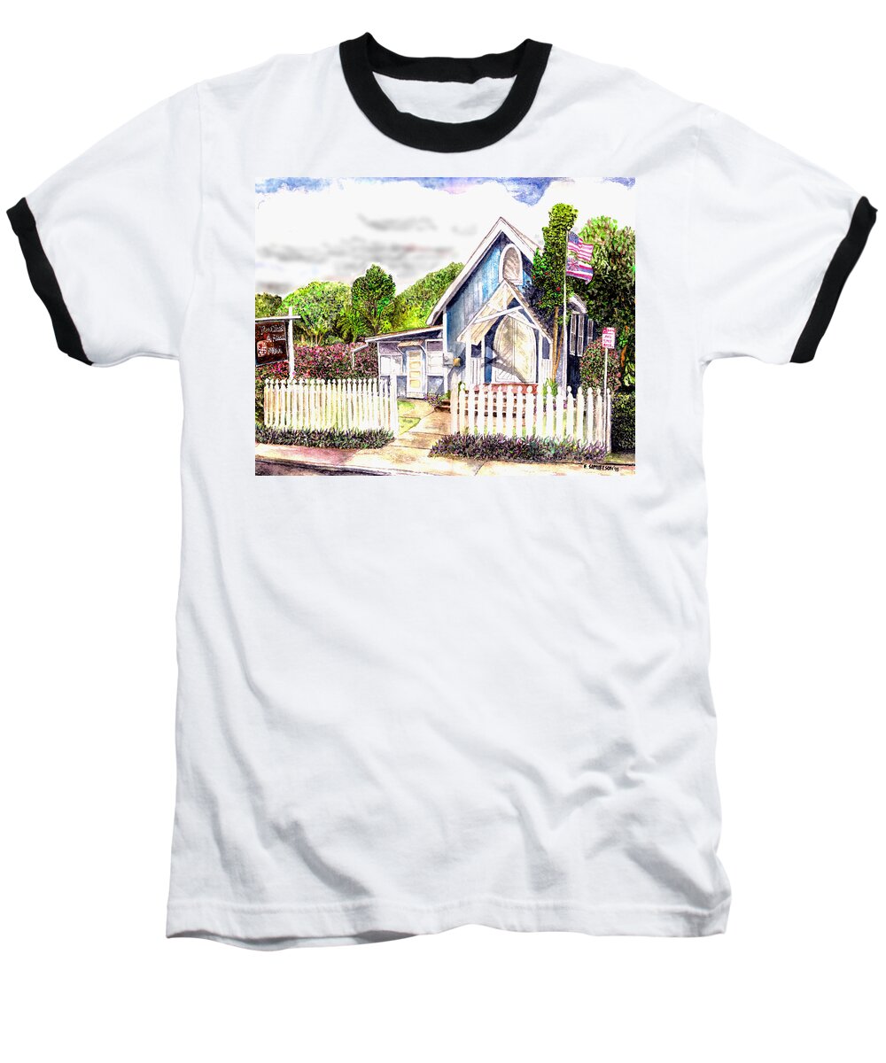 Ywam Maui Baseball T-Shirt featuring the painting The Way Inn by Eric Samuelson