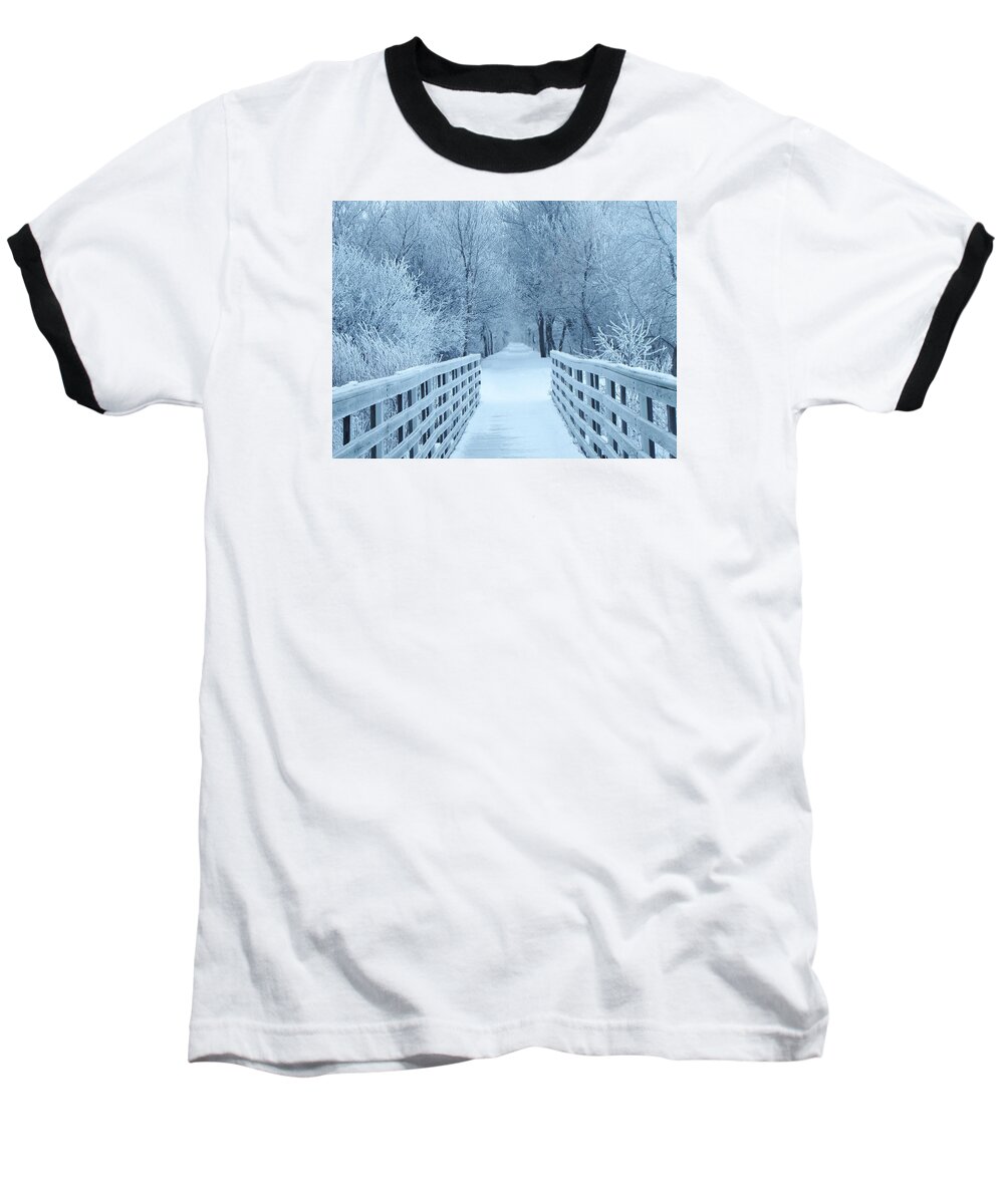 Bridges Baseball T-Shirt featuring the photograph The Winter Bridge by Lori Frisch