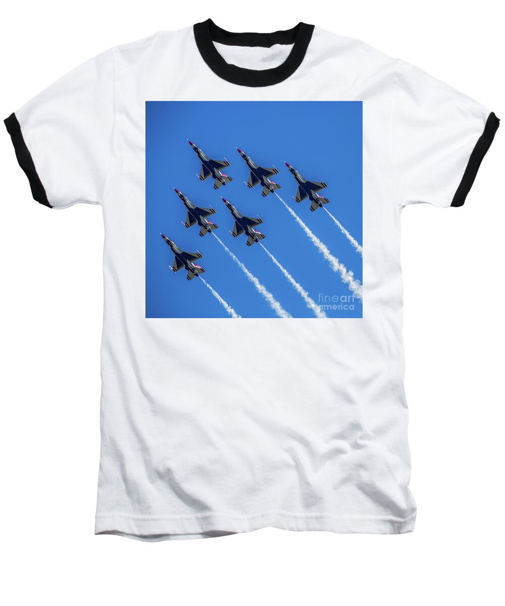 Wings Over Georgia Baseball T-Shirt featuring the photograph Thunderbirds Climb by Doug Sturgess
