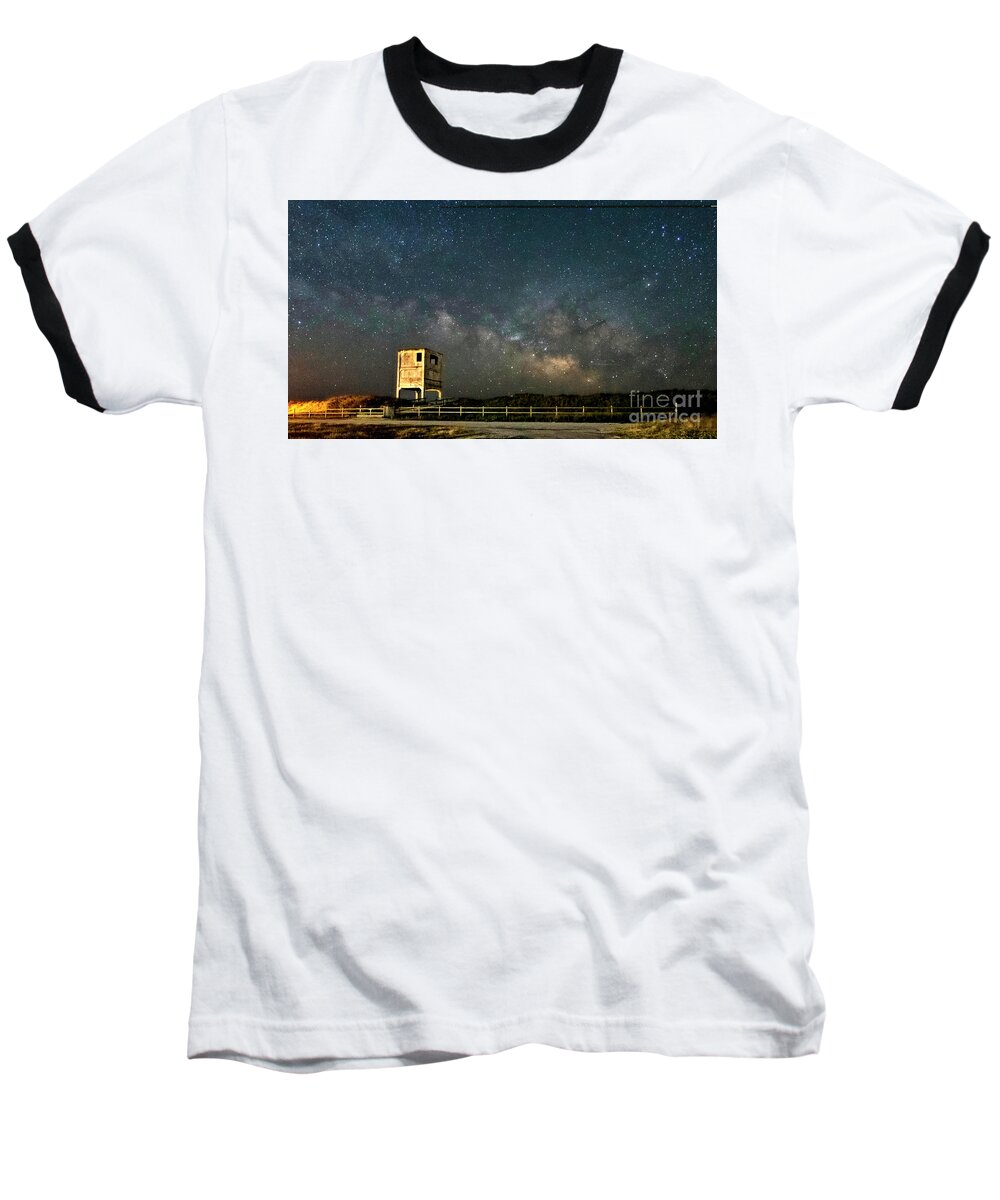 Topsail Island Baseball T-Shirt featuring the photograph Tower 6 Milky Way by DJA Images