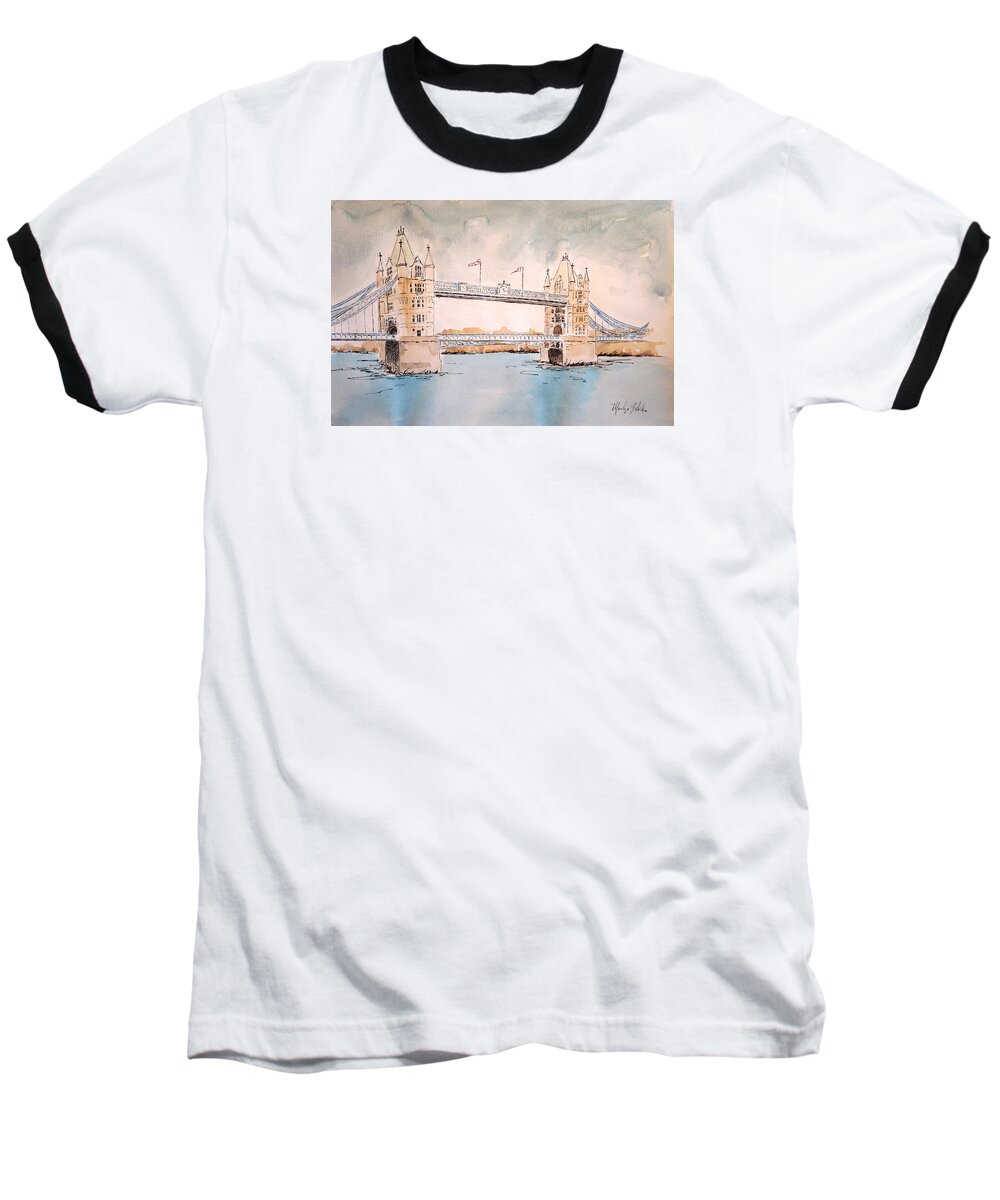 Tower Bridge Baseball T-Shirt featuring the painting Tower Bridge by Marilyn Zalatan