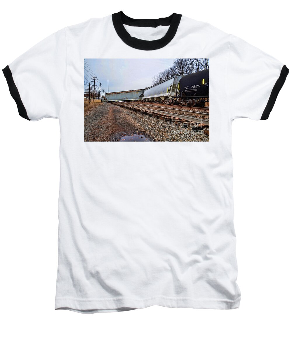 Paul Ward Baseball T-Shirt featuring the photograph Train Derailed by Paul Ward