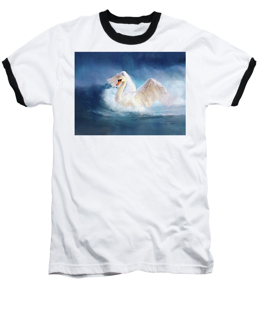 Swan Baseball T-Shirt featuring the painting Transcendence by Colleen Taylor