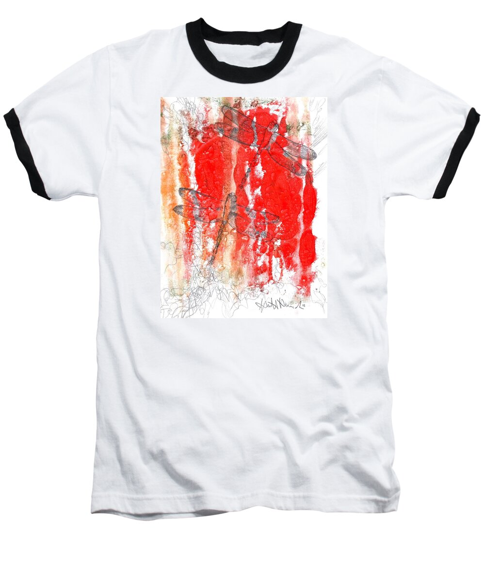 Dragonfly Baseball T-Shirt featuring the painting Transforming 2 by Heather Hennick