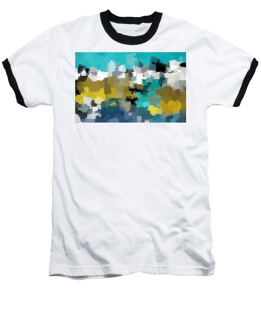 Turquoise Baseball T-Shirt featuring the digital art Turquoise and Gold by David Manlove