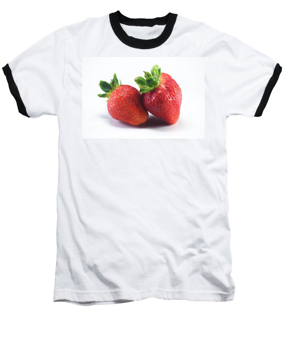 Strawberry Baseball T-Shirt featuring the photograph Two Strawberries by Chris Day