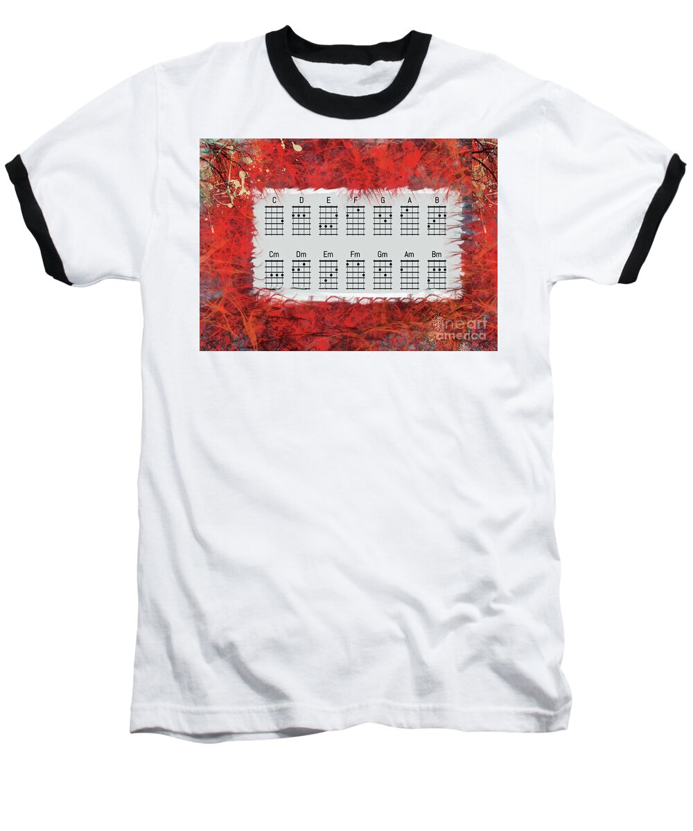 Ukulele Chords Baseball T-Shirt featuring the digital art Ukulele Basic chords by Trilby Cole