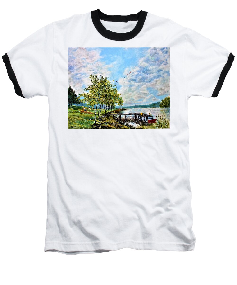 Landscape Baseball T-Shirt featuring the painting Up around the bend by Michael Dillon