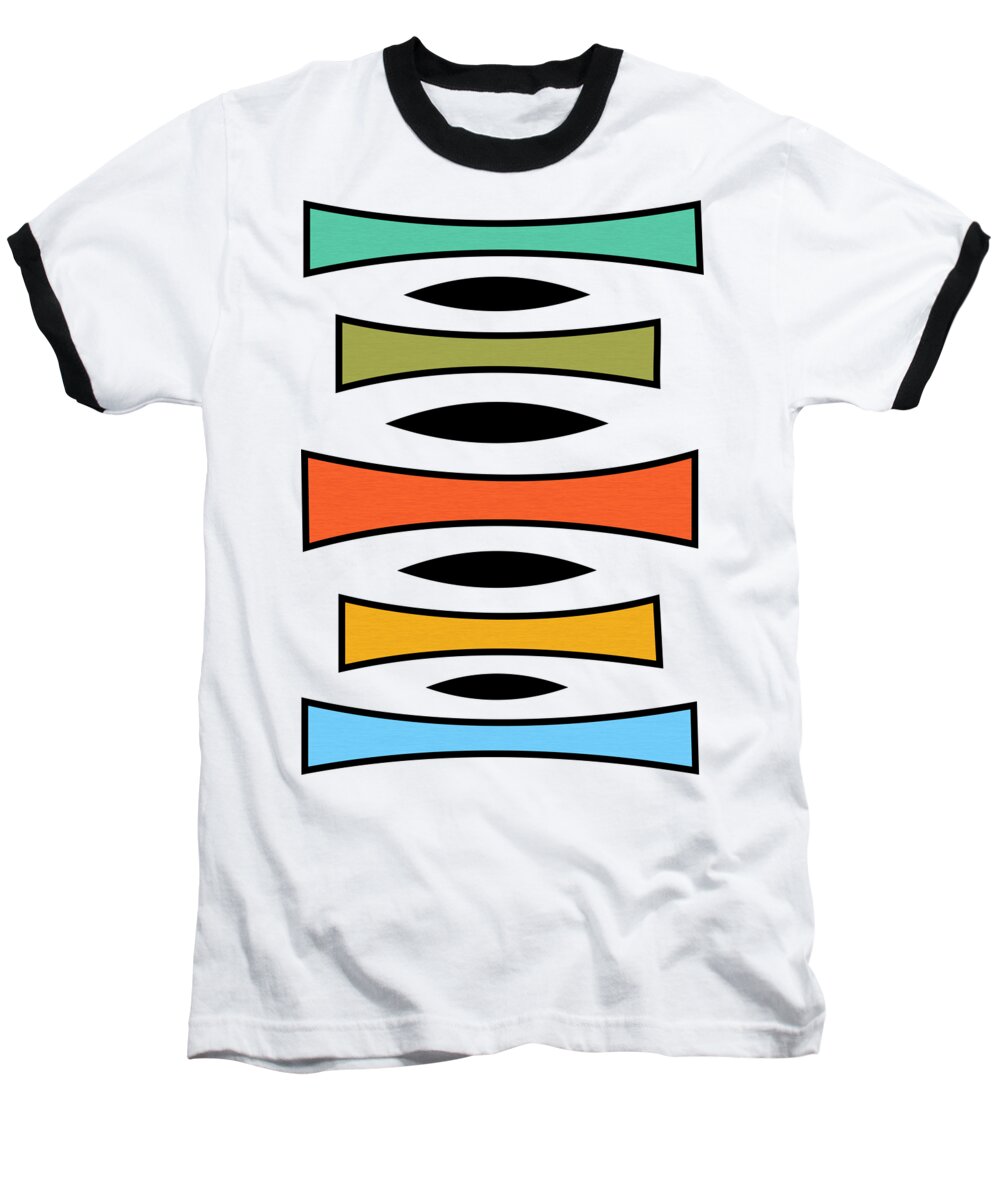 Mid Century Modern Baseball T-Shirt featuring the digital art Vertical Trapezoids by Donna Mibus