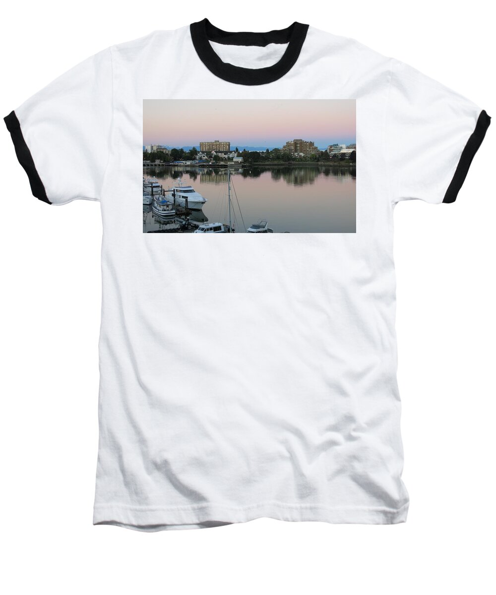 Dawn Baseball T-Shirt featuring the photograph Victoria Harbor Dawn by Betty Buller Whitehead