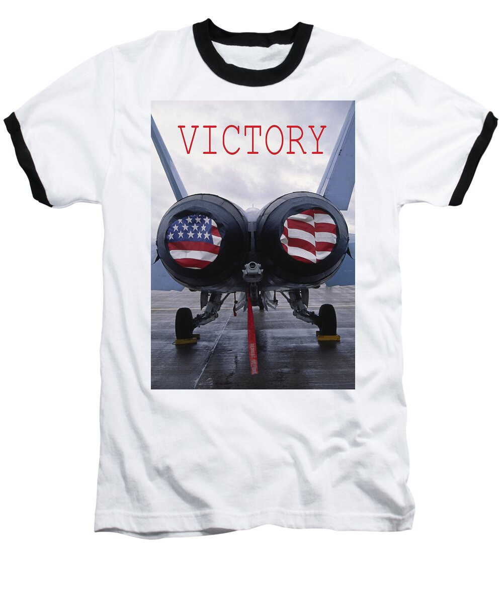 Mcdonnell Douglas F/a-18 Hornet Baseball T-Shirt featuring the photograph Victory by Gary Corbett