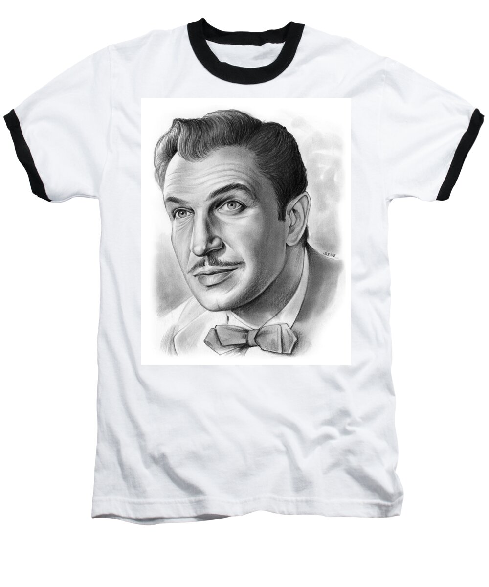 Celebrity Baseball T-Shirt featuring the drawing Vincent Price by Greg Joens