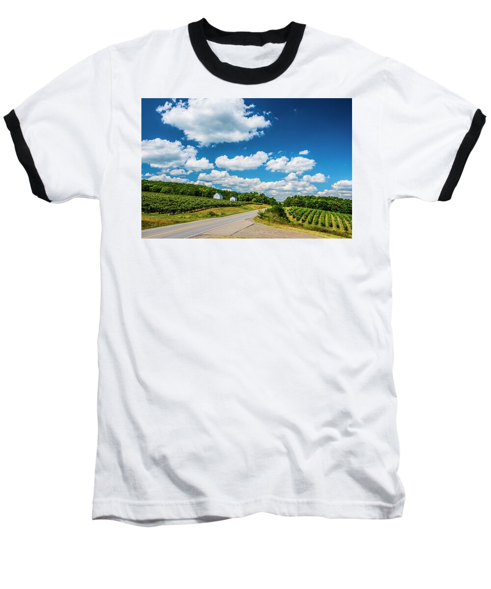 Vineyard Baseball T-Shirt featuring the photograph Vineyards In Summer by Steven Ainsworth