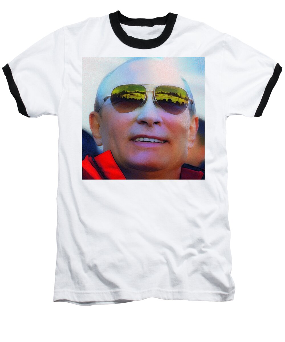 Vladimir Putin Baseball T-Shirt featuring the painting Vladimir Putin by Vincent Monozlay