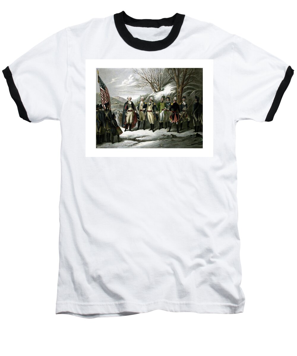 George Washington Baseball T-Shirt featuring the painting Washington and His Generals by War Is Hell Store