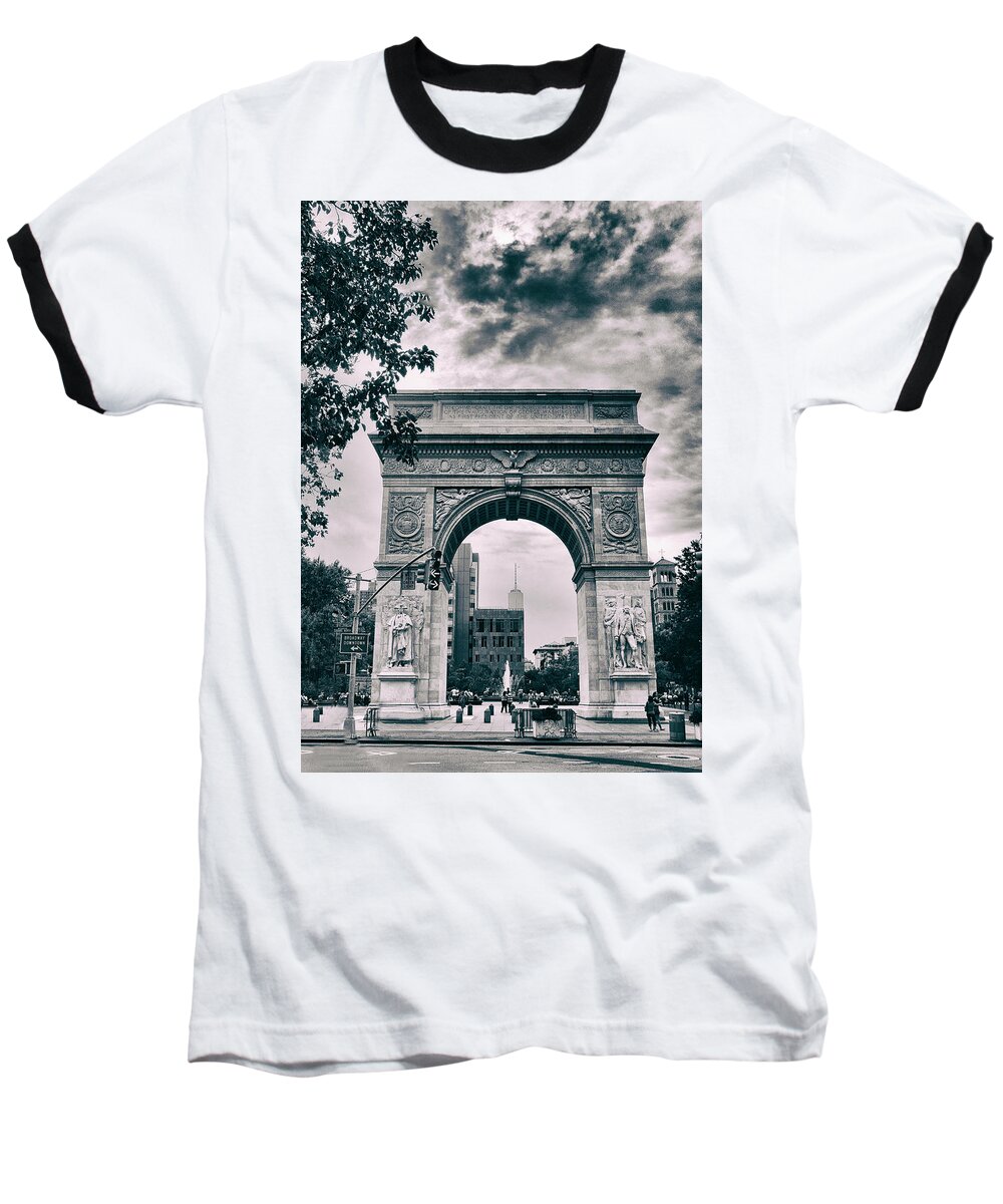 Architecture Baseball T-Shirt featuring the photograph Washington Square Arch by Jessica Jenney