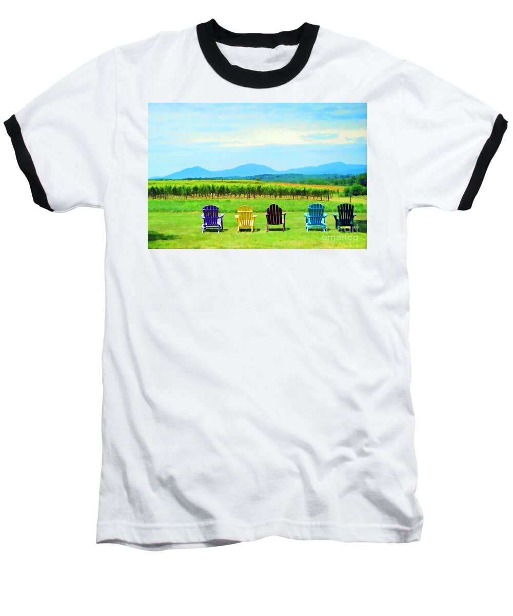 Chairs Baseball T-Shirt featuring the photograph Watching The Grapes Grow by Kerri Farley