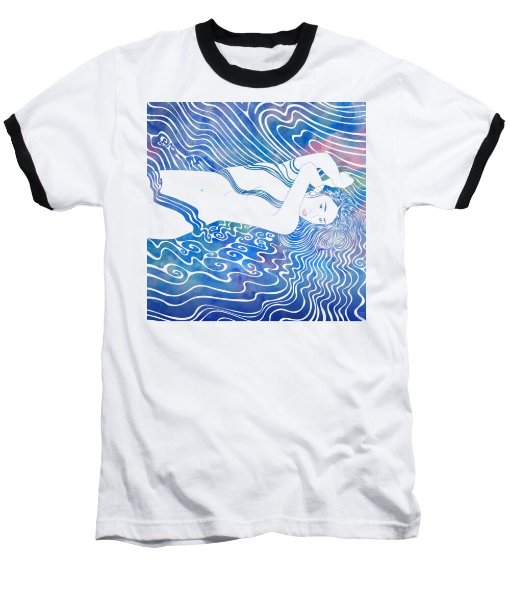 Beauty Baseball T-Shirt featuring the mixed media Water Nymph LXXXIII by Stevyn Llewellyn