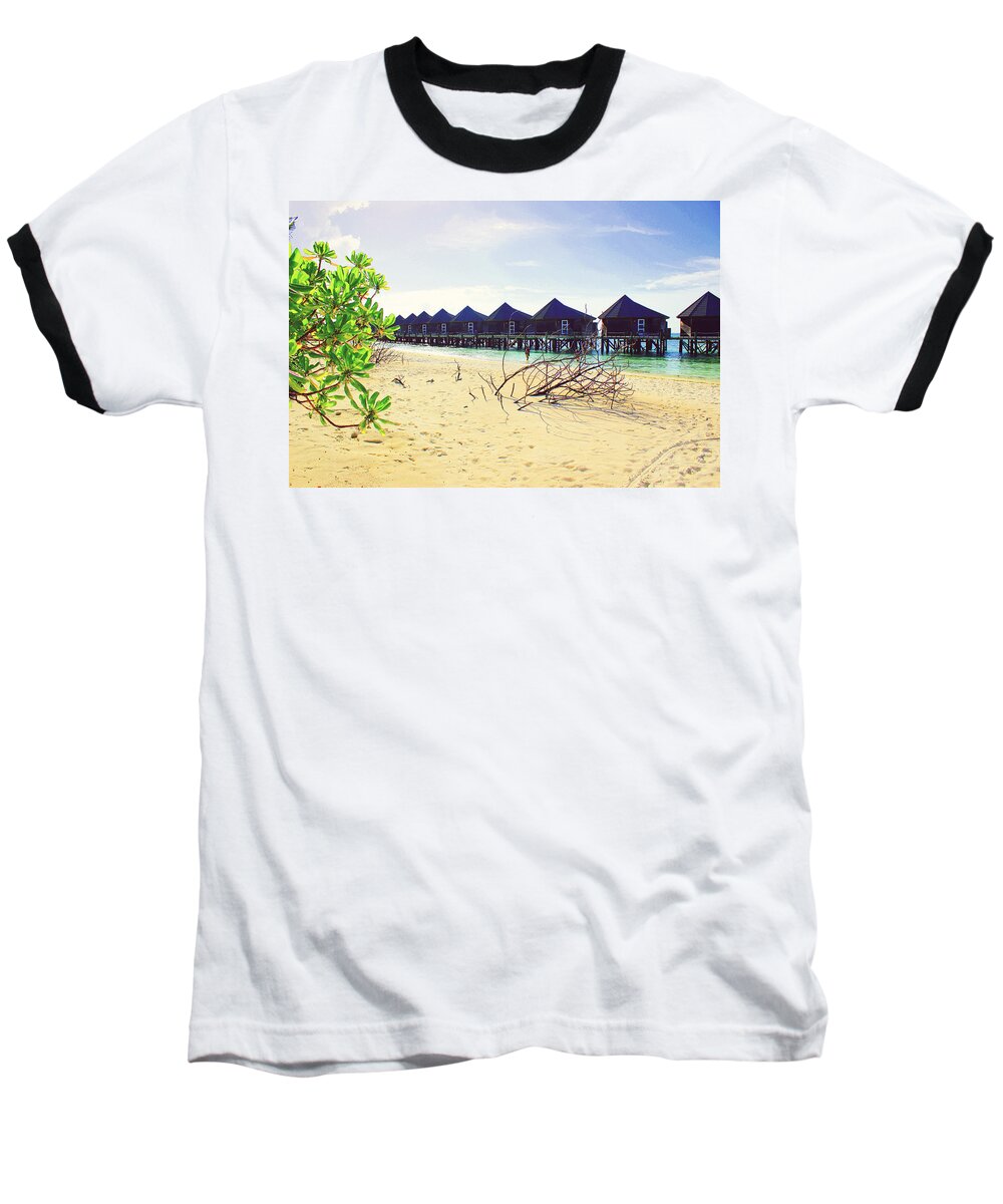 Maldives Baseball T-Shirt featuring the photograph Water Villas Maldives by Polina Coelho