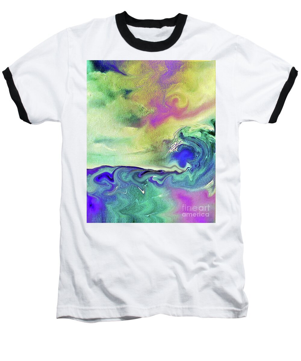 Oil Painting Baseball T-Shirt featuring the digital art Wave Dancer by Tracey Lee Cassin