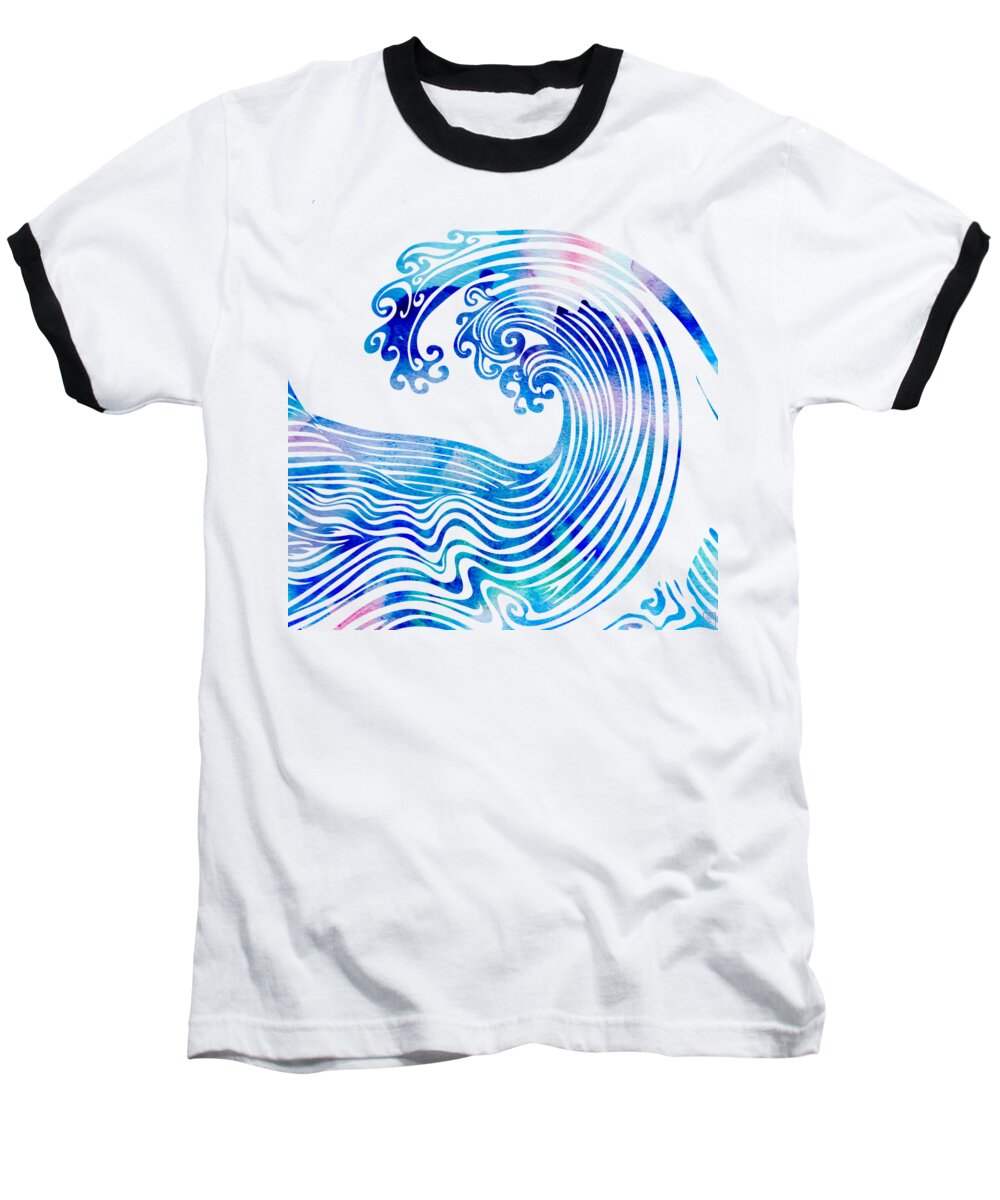 Ocean Baseball T-Shirt featuring the mixed media Waveland by Stevyn Llewellyn