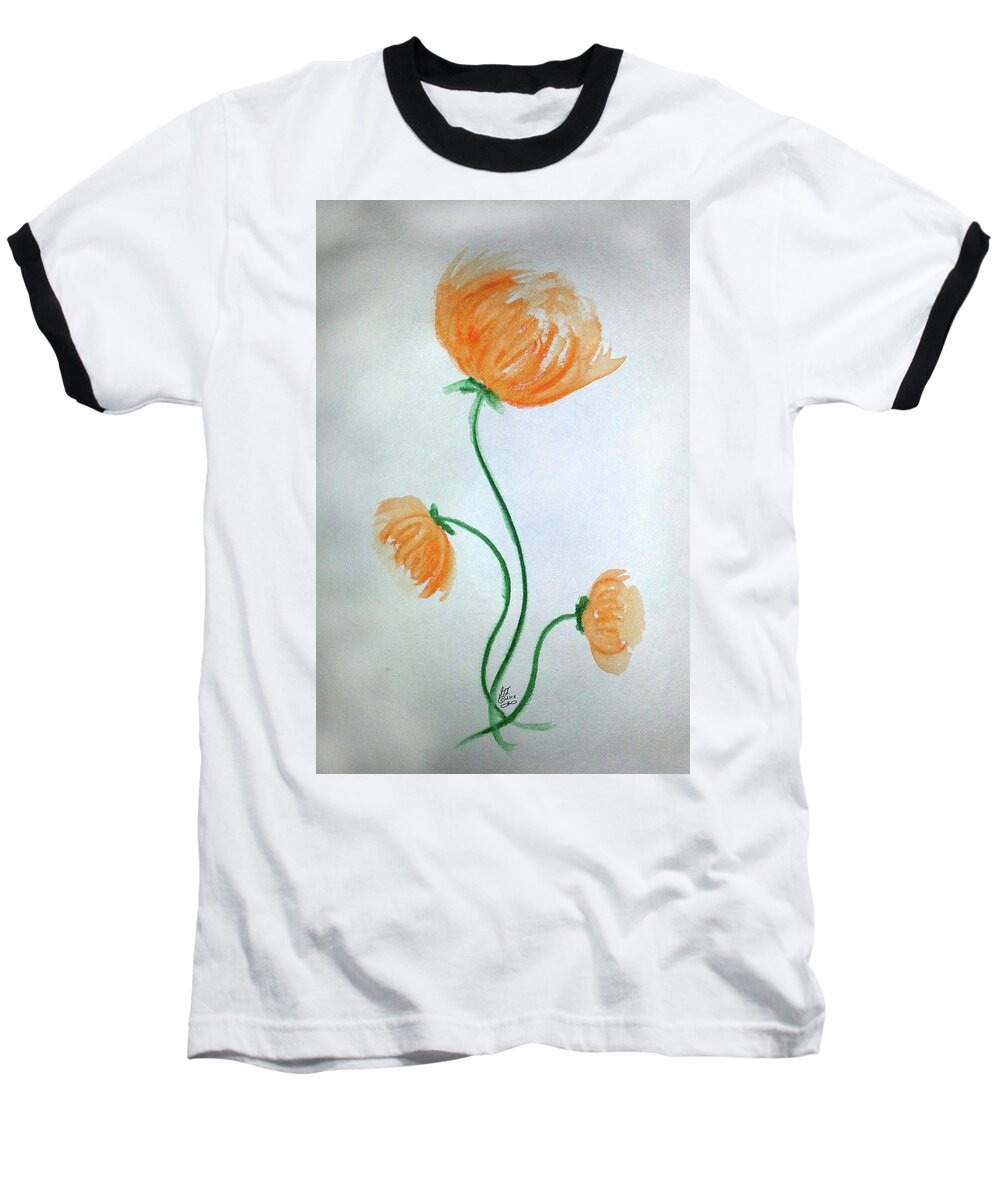 Whimsical Flower Baseball T-Shirt featuring the painting Whimsical Flowers by Susan Turner Soulis