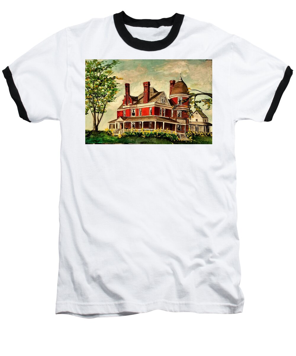 White Hall Baseball T-Shirt featuring the painting White Hall by Alexandria Weaselwise Busen