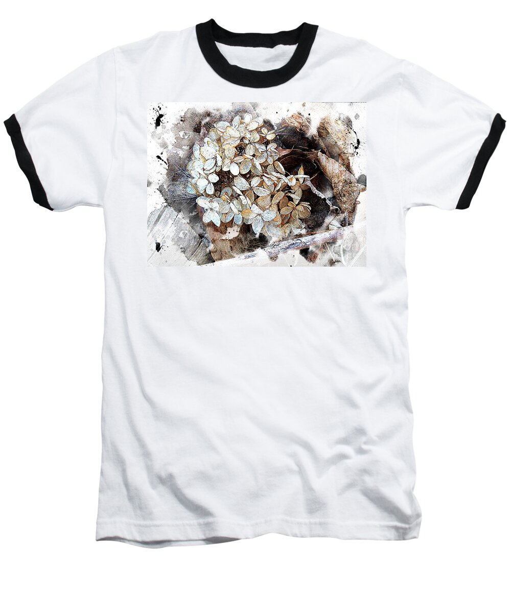  Flora Baseball T-Shirt featuring the photograph White Hydrangea by Marcia Lee Jones