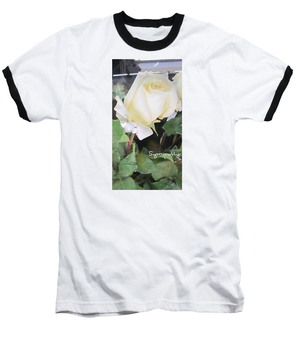 Landscape Baseball T-Shirt featuring the photograph White Rose - Sympathy Card by Glenda Crigger