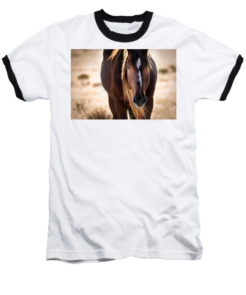 Horse Baseball T-Shirt featuring the photograph Wild Horse Watching by Michael Ash