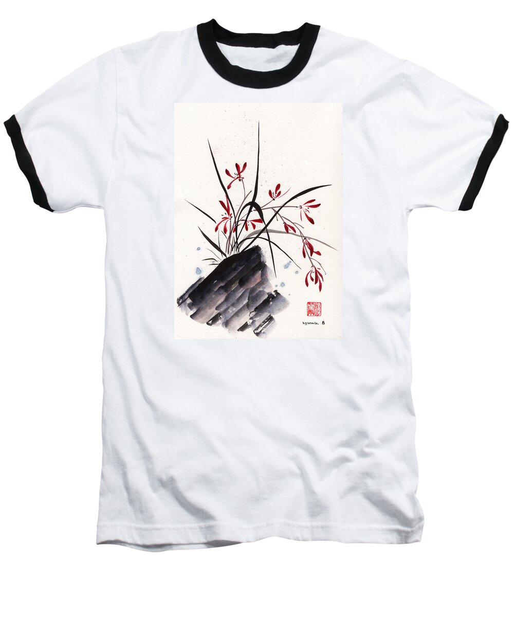 Chinese Brush Painting Baseball T-Shirt featuring the painting Open Hearts by Bill Searle