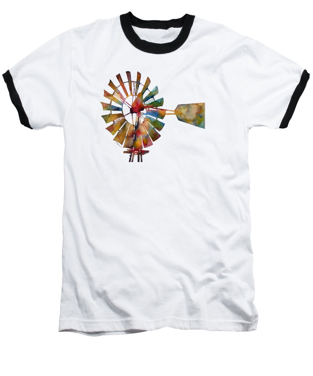 Windmill Baseball T-Shirt featuring the painting Windmill by Hailey E Herrera