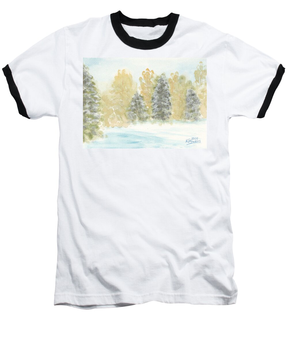 Winter Baseball T-Shirt featuring the painting Winter Trees by Ken Powers