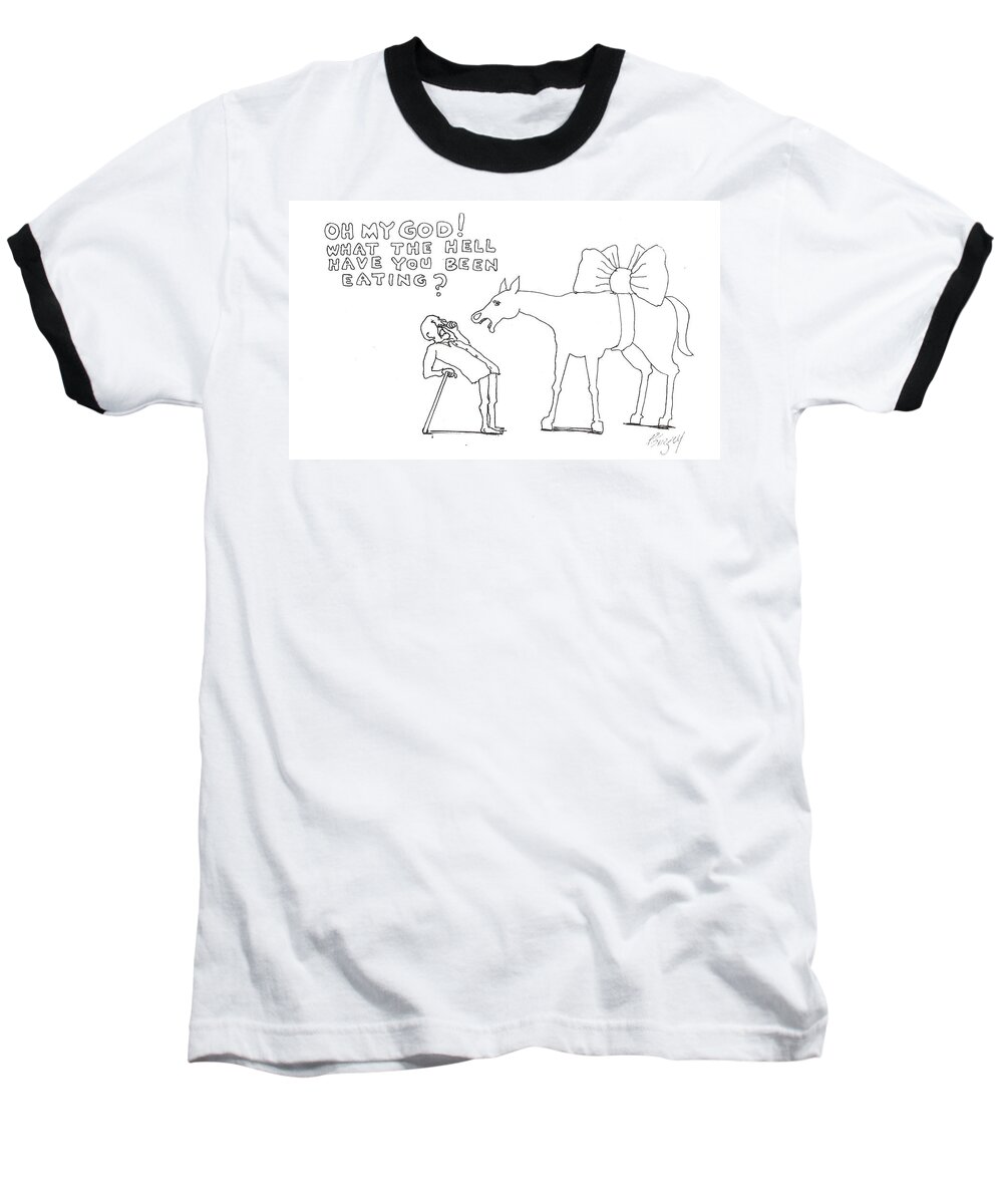 Horse Baseball T-Shirt featuring the drawing Words to Live By by R Allen Swezey