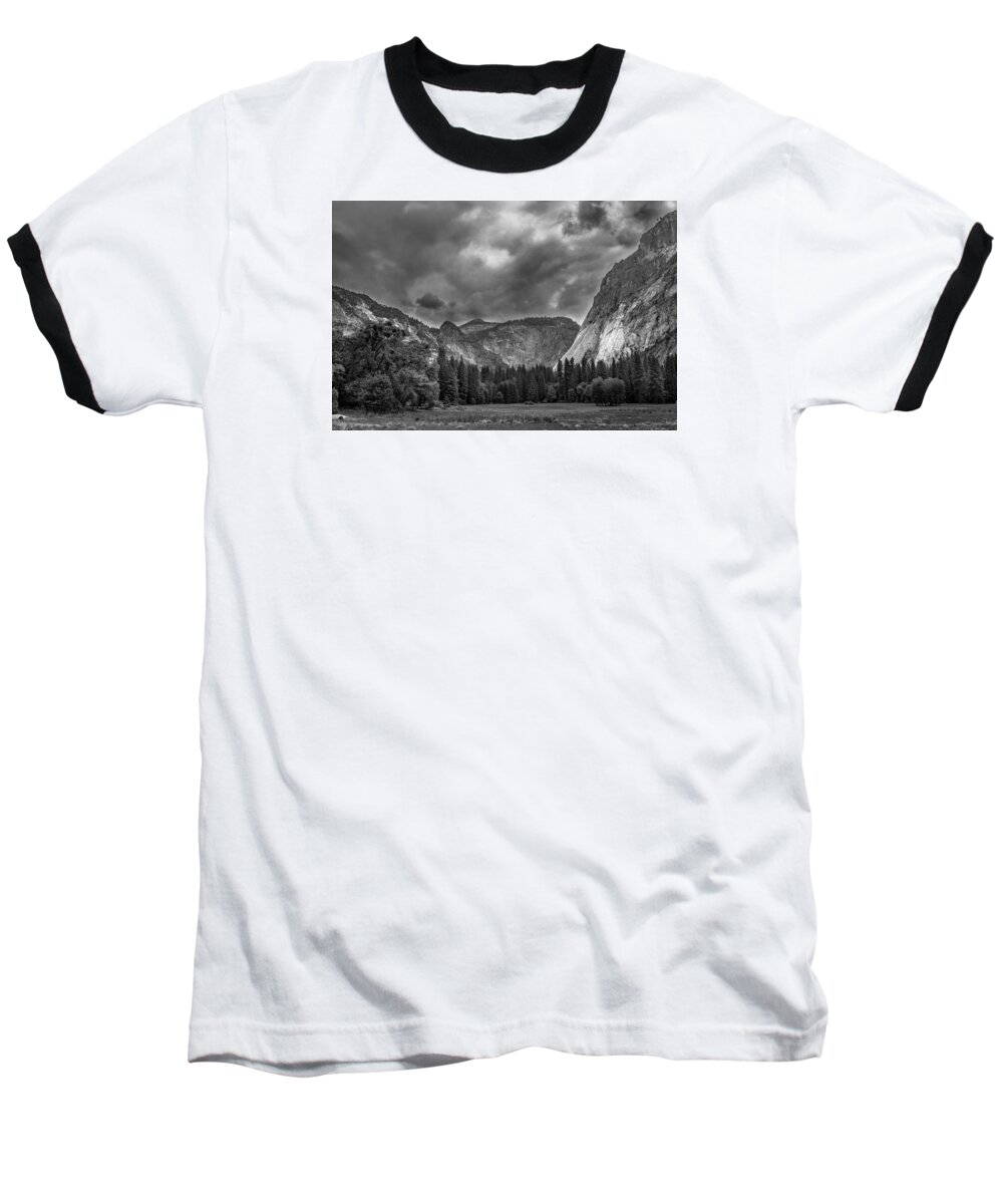 Black And White Baseball T-Shirt featuring the photograph Yosemite Meadows by Christopher Perez